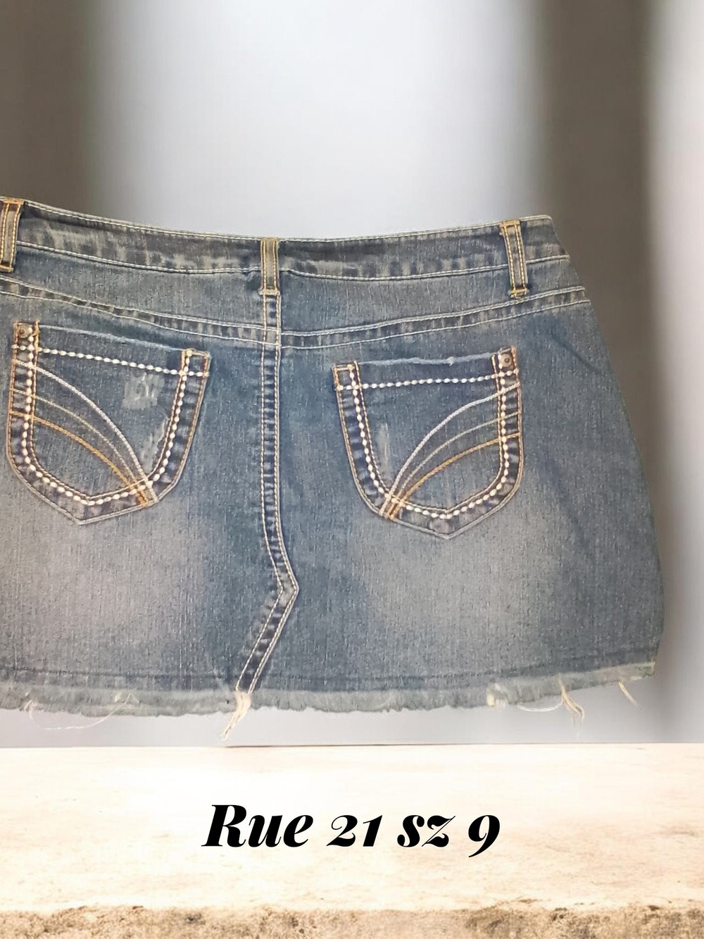 Rue21 Light Blue Denim Mini Skirt with Embroidered Back Pockets